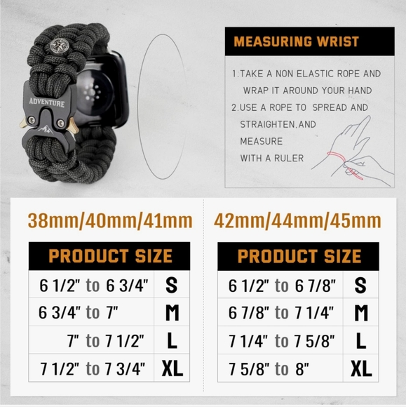 Paracord Band Compatible with Apple Watch Band 38mm 40mm 41mm 42mm 44mm 45mm - Picture 5 of 5